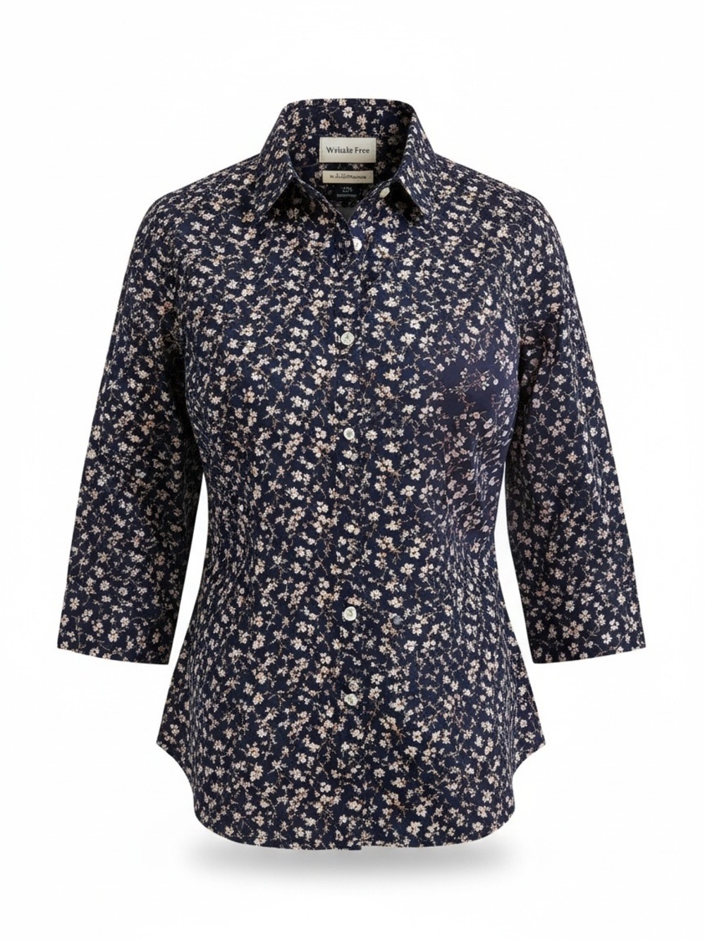 L.L. Bean Navy Floral Button-Down Shirt